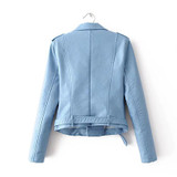 FinalFit Leather Jacket Women, Autumn&Winter PU Faux Leather Ladies Motorcycle Leather Jacket With Belt