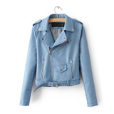 FinalFit Leather Jacket Women, Autumn&Winter PU Faux Leather Ladies Motorcycle Leather Jacket With Belt