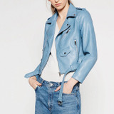 FinalFit Leather Jacket Women, Autumn&Winter PU Faux Leather Ladies Motorcycle Leather Jacket With Belt