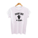 Fight Like A Girl T Shirt Tumblr Women Hipster Slogan Tee Shirt Feminist tshirt Graphic Sign 2017 Summer Tops Women Clothes