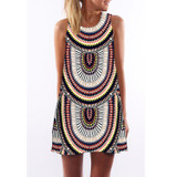 FICUSRONG Vestidos 2017 New Summer Dress Sleeveless Floral Print Casual Women Dress Above Knee Plus Size Women Clothing Dresses