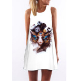 FICUSRONG Vestidos 2017 New Summer Dress Sleeveless Floral Print Casual Women Dress Above Knee Plus Size Women Clothing Dresses