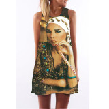 FICUSRONG Vestidos 2017 New Summer Dress Sleeveless Floral Print Casual Women Dress Above Knee Plus Size Women Clothing Dresses