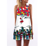 FICUSRONG Vestidos 2017 New Summer Dress Sleeveless Floral Print Casual Women Dress Above Knee Plus Size Women Clothing Dresses