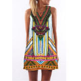 FICUSRONG Vestidos 2017 New Summer Dress Sleeveless Floral Print Casual Women Dress Above Knee Plus Size Women Clothing Dresses