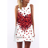 FICUSRONG Vestidos 2017 New Summer Dress Sleeveless Floral Print Casual Women Dress Above Knee Plus Size Women Clothing Dresses