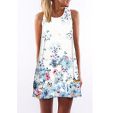FICUSRONG Vestidos 2017 New Summer Dress Sleeveless Floral Print Casual Women Dress Above Knee Plus Size Women Clothing Dresses