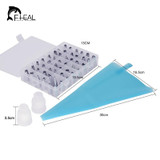 FHEAL 51pcs/set Dessert Decorators Silicone Icing Piping Cream Pastry Bag+48 Stainless Steel Nozzle Set DIY Cake Decorating Tips