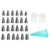 FHEAL 27Pcs/Set Silicone Icing Piping Cream Pastry Bag Stainless Steel Nozzle Pastry Tips Converter DIY Baking Decorating Tools