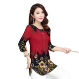 FGLAC Women blouses shirt Fashion Casual loose printed chiffon blouses 2017 Summer plus size women tops