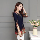 FGLAC Women blouses shirt Fashion Casual loose printed chiffon blouses 2017 Summer plus size women tops