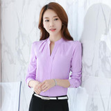 FGLAC Chiffon blouses New 2017 Women shirt Fashion Casual Long-sleeved chiffon shirt Elegant Slim Solid color lady blusas shirt