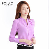 FGLAC Chiffon blouses New 2017 Women shirt Fashion Casual Long-sleeved chiffon shirt Elegant Slim Solid color lady blusas shirt