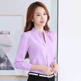 FGLAC Chiffon blouses New 2017 Women shirt Fashion Casual Long-sleeved chiffon shirt Elegant Slim Solid color lady blusas shirt