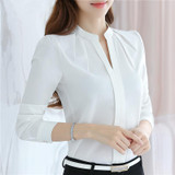 FGLAC Chiffon blouses New 2017 Women shirt Fashion Casual Long-sleeved chiffon shirt Elegant Slim Solid color lady blusas shirt