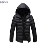 FGKKS New Men Winter Jacket Fashion Hooded Thermal Down Cotton Parkas Male Casual Hoodies Brand Clothing Warm Coat