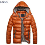 FGKKS New Men Winter Jacket Fashion Hooded Thermal Down Cotton Parkas Male Casual Hoodies Brand Clothing Warm Coat
