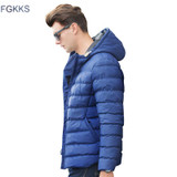 FGKKS New Men Winter Jacket Fashion Hooded Thermal Down Cotton Parkas Male Casual Hoodies Brand Clothing Warm Coat
