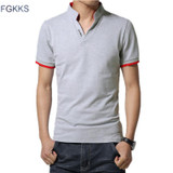 FGKKS New Summer Men T Shirts Short Sleeve T Shirt Men Slim Fit Solid Color Men T-Shirt Camisetas Fashion Hombre Tee Shirt Male