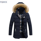 FGKKS New Brand Clothing Winter Men Jacket Fashion Mens Winter Parka With Hood Casual Warm Men's Coats Thick Long Parkas Male