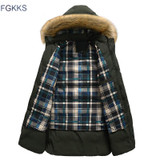 FGKKS New Brand Clothing Winter Men Jacket Fashion Mens Winter Parka With Hood Casual Warm Men's Coats Thick Long Parkas Male