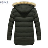 FGKKS New Brand Clothing Winter Men Jacket Fashion Mens Winter Parka With Hood Casual Warm Men's Coats Thick Long Parkas Male