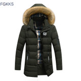 FGKKS New Brand Clothing Winter Men Jacket Fashion Mens Winter Parka With Hood Casual Warm Men's Coats Thick Long Parkas Male