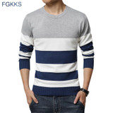 FGKKS 2017 New Autumn Winter Fashion Brand Clothing Men Knitted Sweater O-Neck Slim Fit Pullover Men Striped Sweaters For Men
