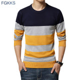 FGKKS 2017 New Autumn Winter Fashion Brand Clothing Men Knitted Sweater O-Neck Slim Fit Pullover Men Striped Sweaters For Men
