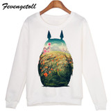 Fevengetoll 2017 Sweatshirts Kawaii Pullovers Moleton New Cute Totoro Hoodies Winter sudaderas mujer WMH35