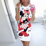 Festy Kary Fashion Women Summer Dress 2018 Cute Cartoon Printed Mini Vestidos O Neck Sleeveless Party Sheath Pencil Dress Women