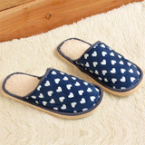 New Home Slippers 2017 Winter Cotton Plush Warm Home Indoor Slipper Heart Printed Men Women Lovers Floor Soft Slippers Shoes