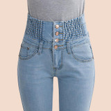 New High Waist Jeans Slim Fashion Plus Size Woman Jeans Denim Long Pencil Pants Color Blue Black Skinny Jeans Woman