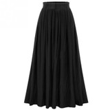 New High Waist Pleat Elegant Skirt Black Solid Color Long Skirts Slim Women Faldas Saia Plus Size Ladies Jupe
