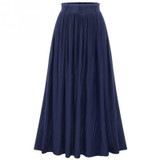 New High Waist Pleat Elegant Skirt Black Solid Color Long Skirts Slim Women Faldas Saia Plus Size Ladies Jupe