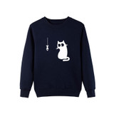 New Harajuku Women Hoodies Sweatshirts Cat And Fish Printed Casual Pullover Women Autumn Winter Fleece Sweatshirts Tops