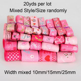 New Grosgrain Satin Ribbon random mixed Size/Style for Wedding Party Christmas Decoration DIY Gift Craft 20y/lot (1y/style)