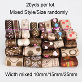 New Grosgrain Satin Ribbon random mixed Size/Style for Wedding Party Christmas Decoration DIY Gift Craft 20y/lot (1y/style)