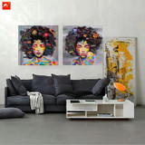 New Graffiti Street Wall Art Abstract Modern African Women Portrait Canvas Oil Painting On Prints For Living Room