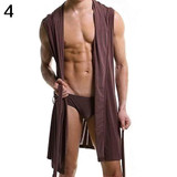NEW GOODS NEW ITEMS Fashion Men Sexy Summer Sleeveless Sleepwear Robe Hooded Bathrobe Casual Pajamas NEW GOODS NEW ITEMS Fashion Men Sexy Summer Sleeveless Sleepwear Robe Hooded Bathrobe Casual Pajamas
