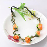 New Girls Hair Accessories Azaleas Flowers Headband Hair Wreath Festival Wedding Floral Garland Hair Band Bride Elastic Headband