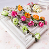 New Girls Hair Accessories Azaleas Flowers Headband Hair Wreath Festival Wedding Floral Garland Hair Band Bride Elastic Headband