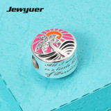 Summer collection Tropical Sunset Mixed Enamel charms 925 sterling silver jewelry Fit charm beads bracelet DIY Jewyuer BE471