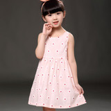 Summer Children Dress Kids Girls Sleeveless Flower Print Dress Soft Cotton Princess Dresses Baby Girl Clothes
