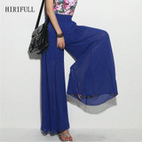 Summer Chiffon Wide Leg Pants Women Casual Solid Color Loose Elastic High Waist Trousers Elegant All Match Clothing Female