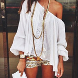 Summer Chiffon Tee Shirt Women Off Shoulder Blouse Casual Beach Crop Tank Tops Crochet Boho white Lace blouse Femme Blusas 2017 Summer Chiffon Tee Shirt Women Off Shoulder Blouse Casual Beach Crop Tank Tops Crochet Boho white Lace blouse Femme Blusas 2017