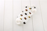 Summer CAT Warm comfortable cotton bamboo fiber girl women's socks ankle low female invisible color girl boy hosier 1pair=2pcs