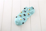 Summer CAT Warm comfortable cotton bamboo fiber girl women's socks ankle low female invisible color girl boy hosier 1pair=2pcs