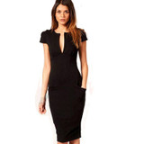 Summer Charming Sexy Pencil Dress Celebrity Style Vestidos Pockets Knee-length Bodycon Slim Business Sheath Party Dress 414