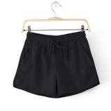 Summer casual wide leng short pants cotton linen loose female shorts Elastic Waist Plus size XL XXL white black Pantalon Femme